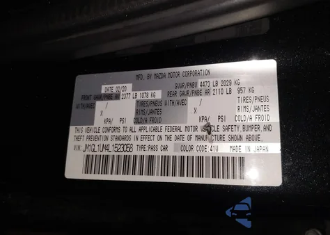 2020 Mazda Mazda6 Sport z USA, uszkodzony, nr VIN JM1GL1UM4L1523058